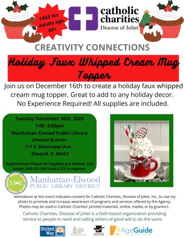 Holiday faux whipped cream mug topper