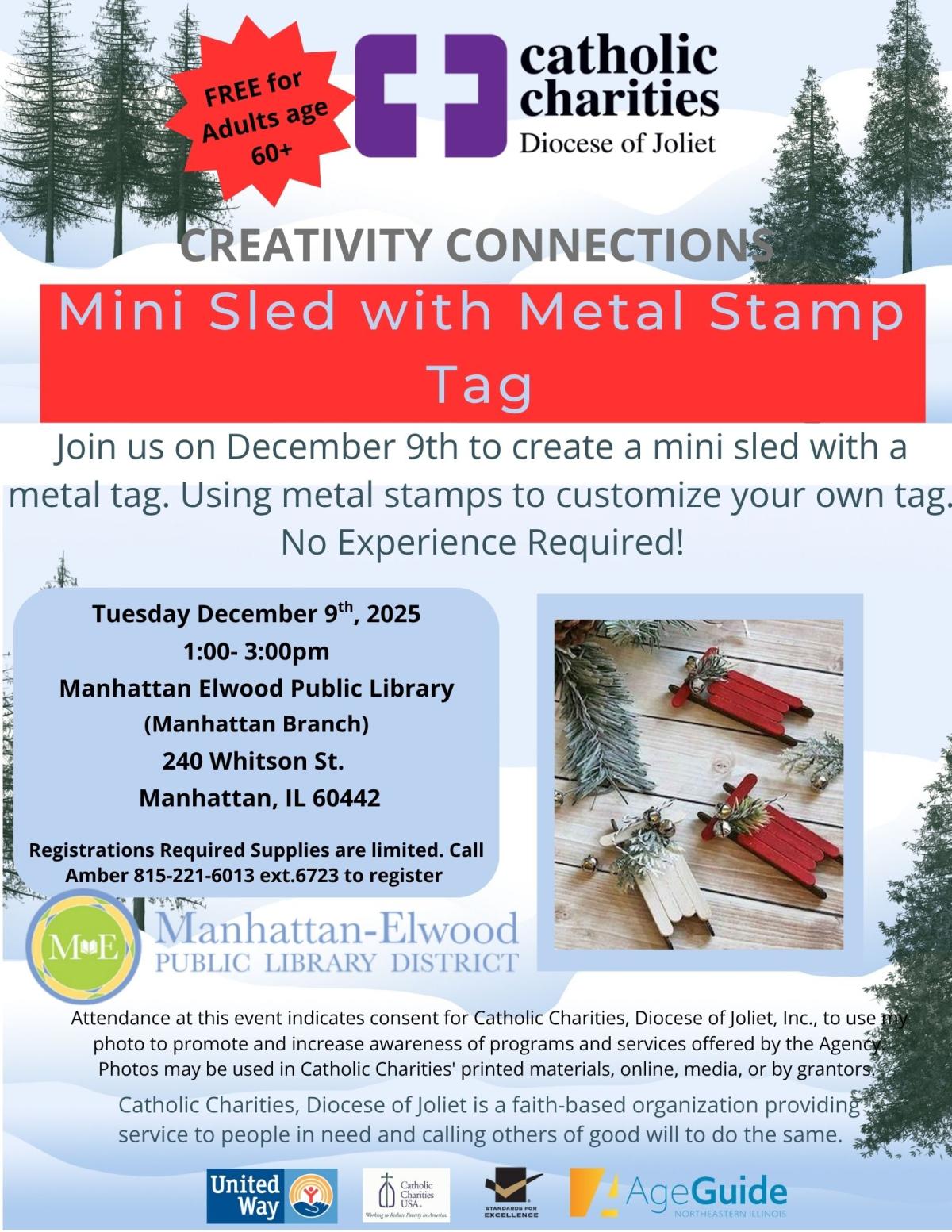 Mini sled with metal stamp tag